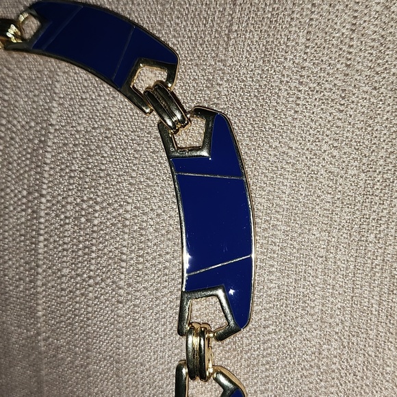 Marlyn Schiff Gold-Tone with Navy Collar Necklace, NWOT - Picture 2 of 7